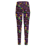 Mardi Gras Party Pattern Print High-Waisted Pocket Leggings