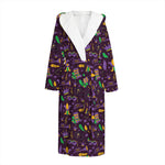 Mardi Gras Party Pattern Print Hooded Bathrobe