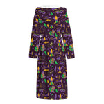 Mardi Gras Party Pattern Print Hooded Bathrobe