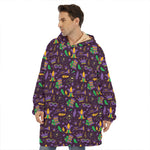 Mardi Gras Party Pattern Print Hoodie Blanket