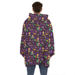 Mardi Gras Party Pattern Print Hoodie Blanket
