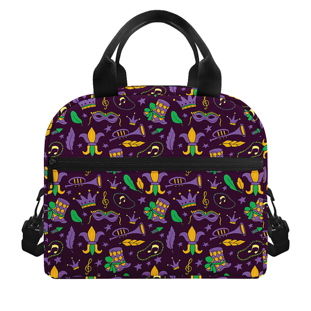 Mardi Gras Party Pattern Print Insulated Lunch Bag
