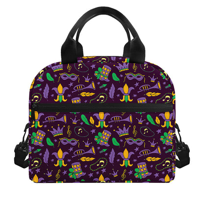 Mardi Gras Party Pattern Print Insulated Lunch Bag