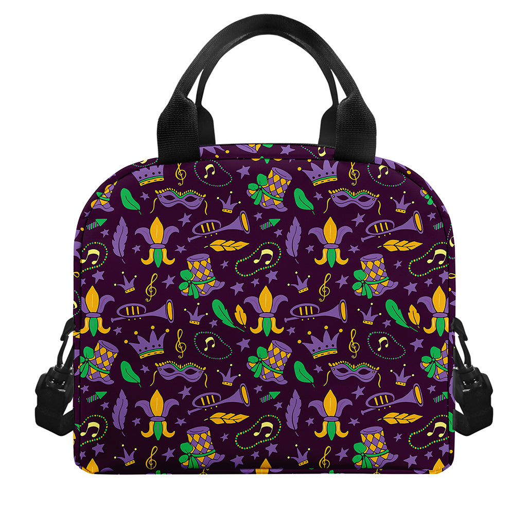 Mardi Gras Party Pattern Print Insulated Lunch Bag