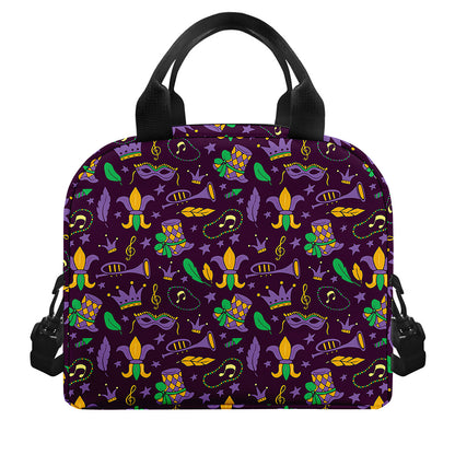 Mardi Gras Party Pattern Print Insulated Lunch Bag