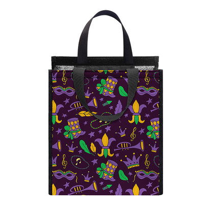 Mardi Gras Party Pattern Print Insulated Lunch Tote
