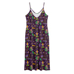 Mardi Gras Party Pattern Print Jersey Midi Cami Dress