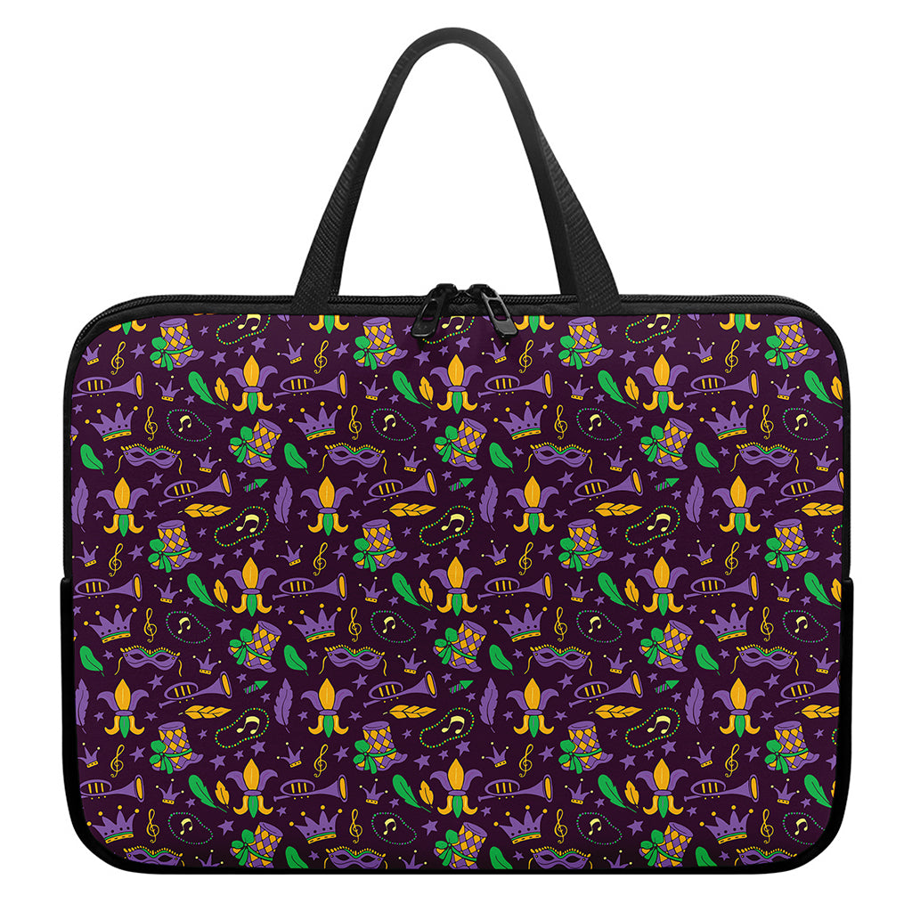 Mardi Gras Party Pattern Print Laptop Sleeve With Handle