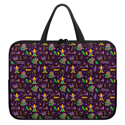 Mardi Gras Party Pattern Print Laptop Sleeve With Handle