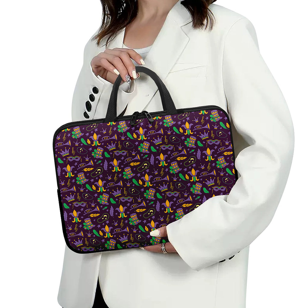 Mardi Gras Party Pattern Print Laptop Sleeve With Handle