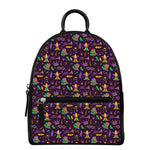 Mardi Gras Party Pattern Print Leather Backpack