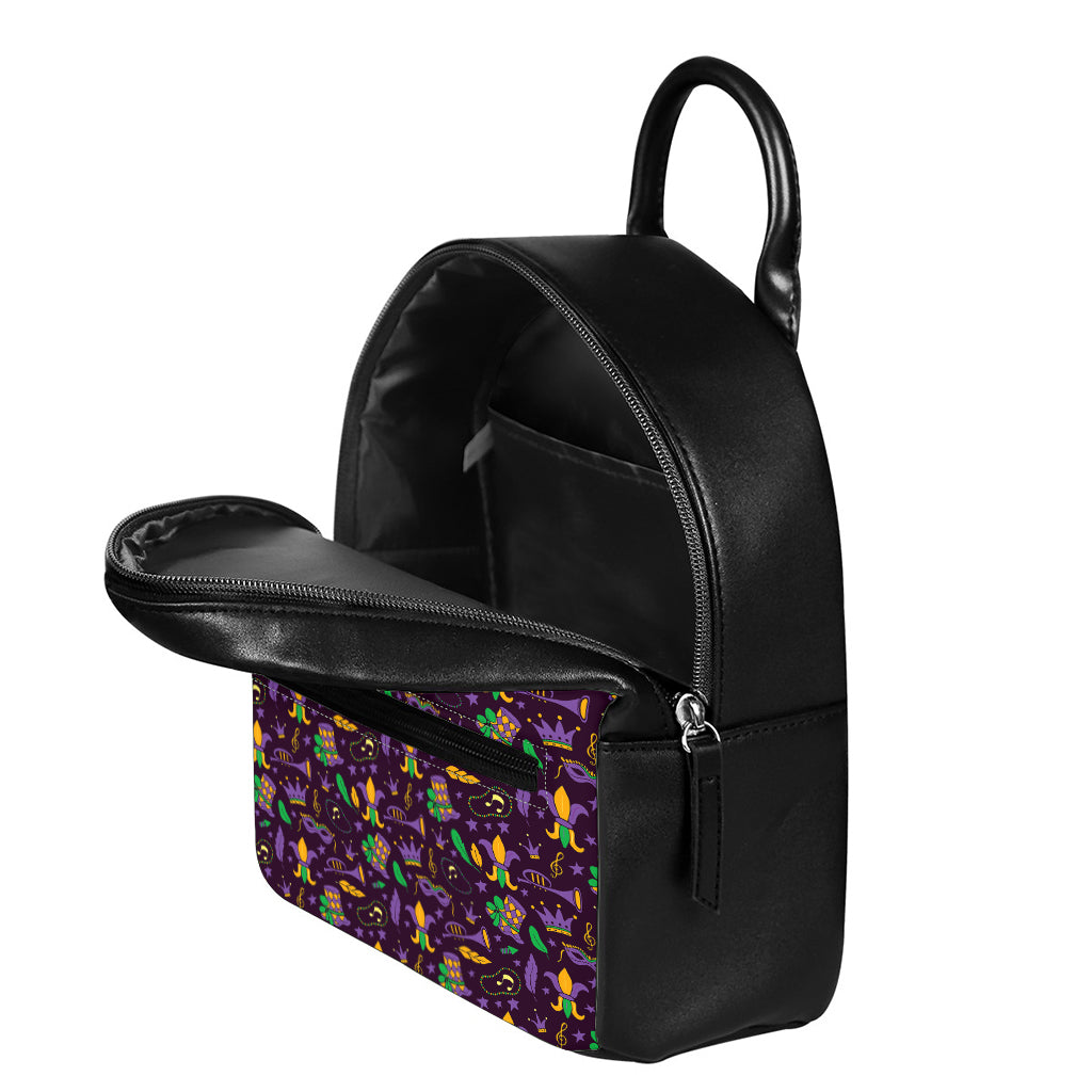 Mardi Gras Party Pattern Print Leather Backpack