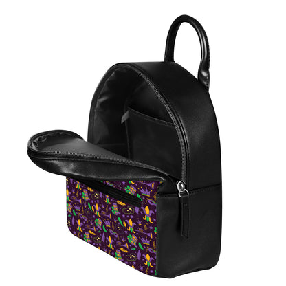 Mardi Gras Party Pattern Print Leather Backpack