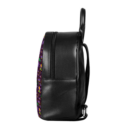 Mardi Gras Party Pattern Print Leather Backpack