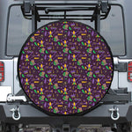 Mardi Gras Party Pattern Print Leather Spare Tire Cover