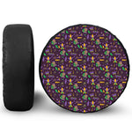 Mardi Gras Party Pattern Print Leather Spare Tire Cover