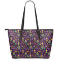 Mardi Gras Party Pattern Print Leather Tote Bag With Zipper