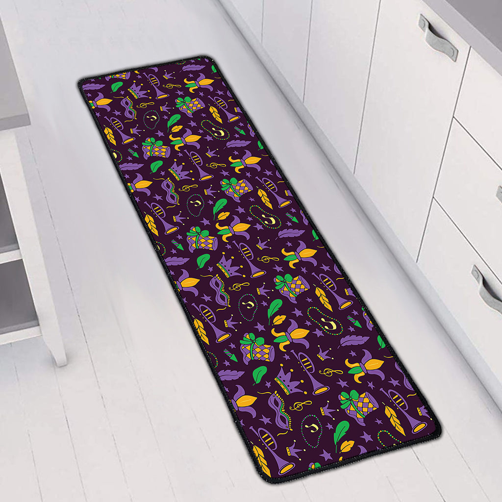 Mardi Gras Party Pattern Print Long Kitchen Mat