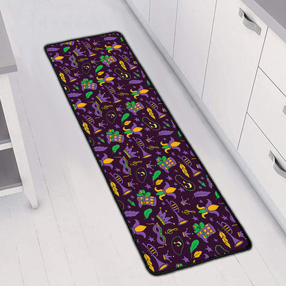 Mardi Gras Party Pattern Print Long Kitchen Mat