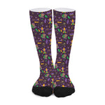 Mardi Gras Party Pattern Print Long Socks