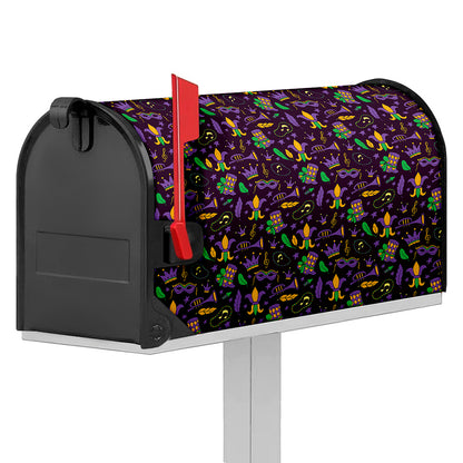 Mardi Gras Party Pattern Print Mailbox Cover