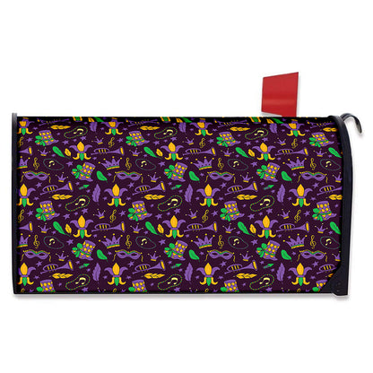 Mardi Gras Party Pattern Print Mailbox Cover