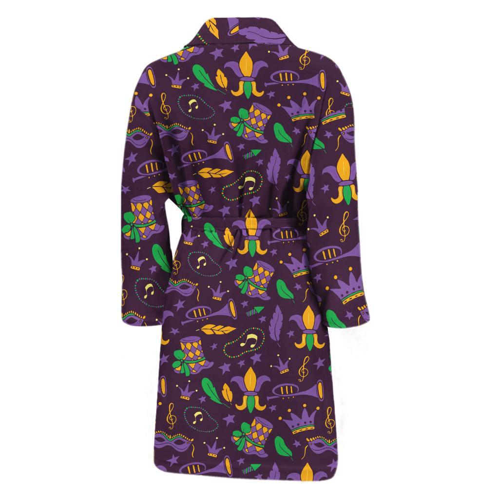 Mardi Gras Party Pattern Print Men's Bathrobe