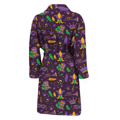 Mardi Gras Party Pattern Print Men's Bathrobe