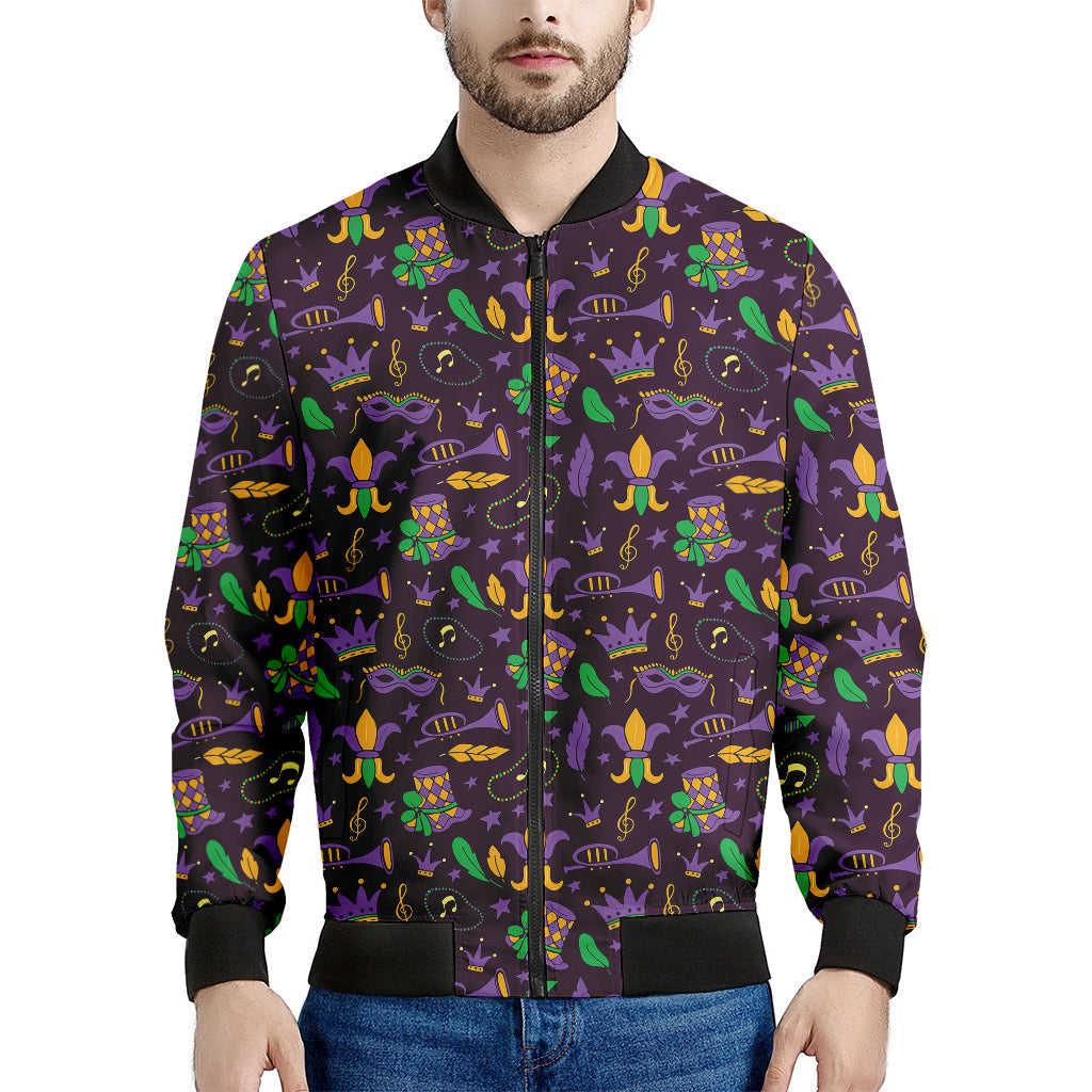 Mardi Gras Party Pattern Print Men's Bomber Jacket