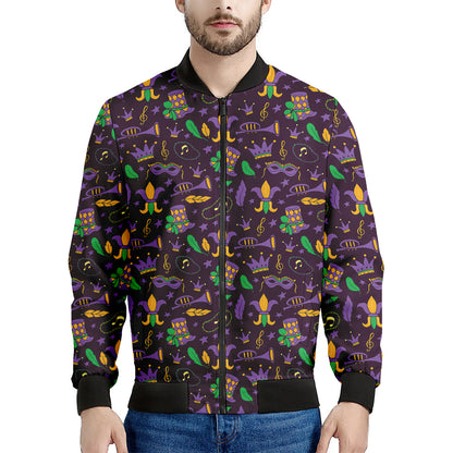 Mardi Gras Party Pattern Print Men's Bomber Jacket
