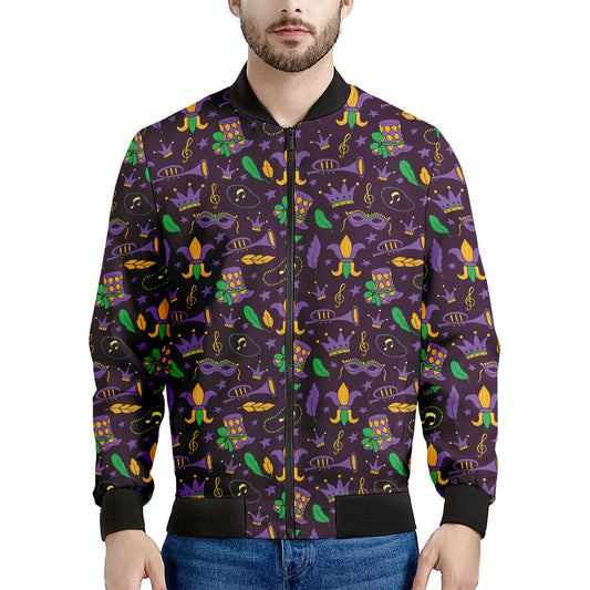 Mardi Gras Party Pattern Print Men's Bomber Jacket