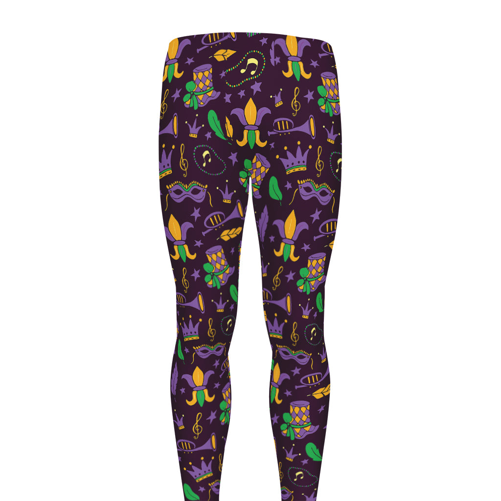 Mardi Gras Party Pattern Print Men's leggings