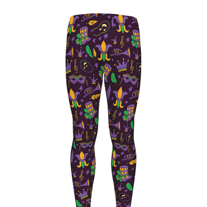 Mardi Gras Party Pattern Print Men's leggings
