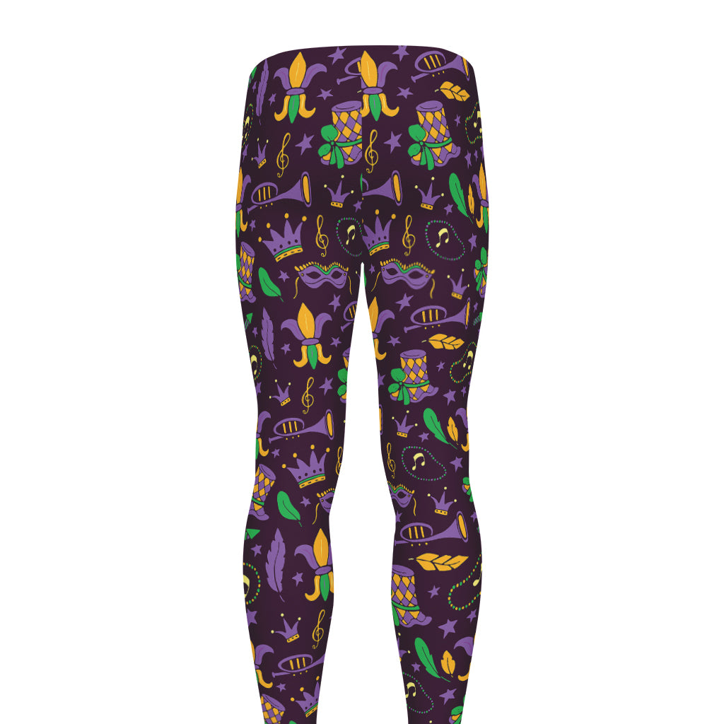 Mardi Gras Party Pattern Print Men's leggings