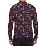 Mardi Gras Party Pattern Print Men's Long Sleeve Rash Guard
