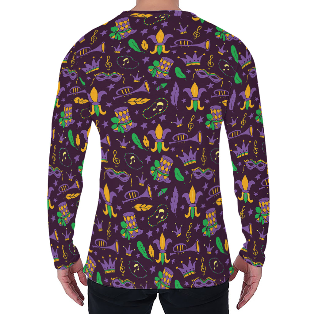 Mardi Gras Party Pattern Print Men's Long Sleeve T-Shirt