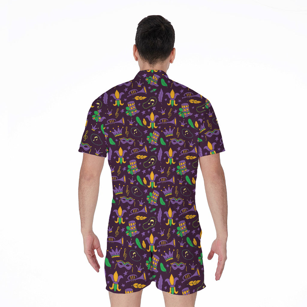 Mardi Gras Party Pattern Print Men's Rompers