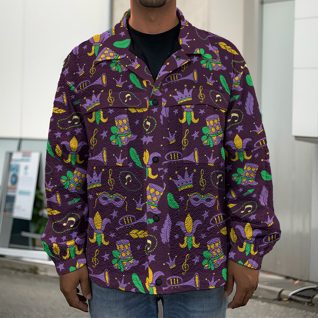 Mardi Gras Party Pattern Print Men's Shirt Jacket