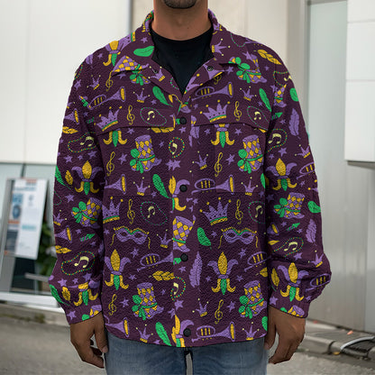 Mardi Gras Party Pattern Print Men's Shirt Jacket