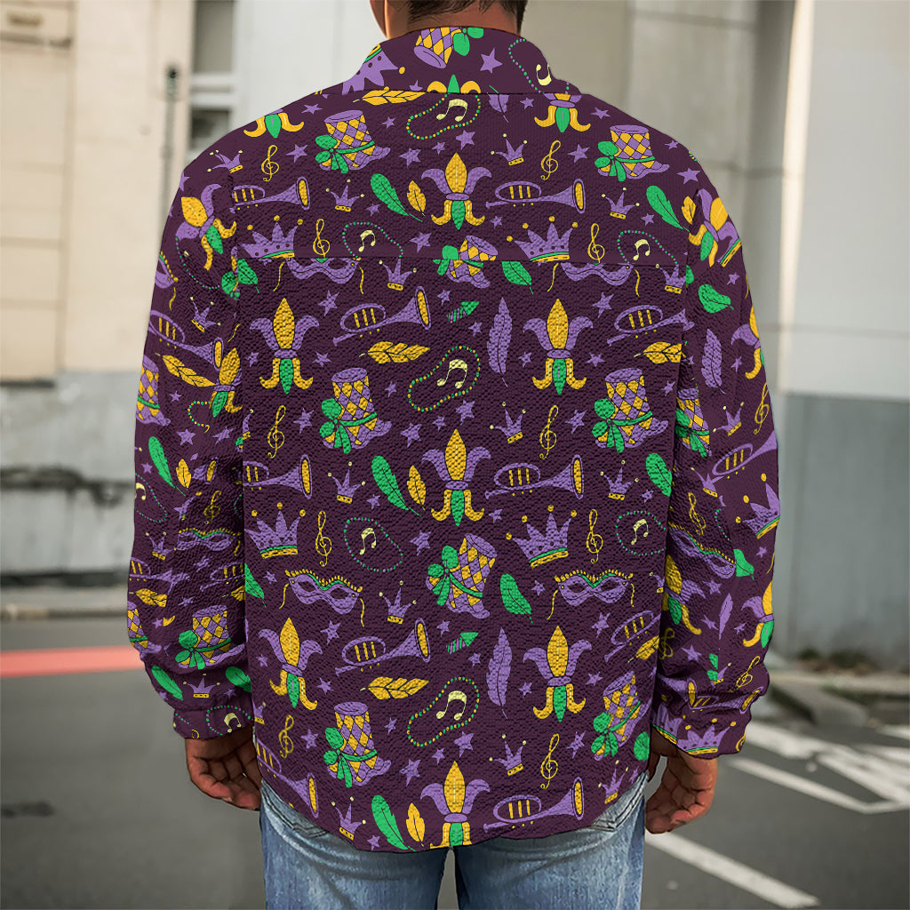 Mardi Gras Party Pattern Print Men's Shirt Jacket