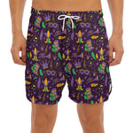 Mardi Gras Party Pattern Print Men's Split Running Shorts