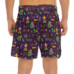 Mardi Gras Party Pattern Print Men's Split Running Shorts