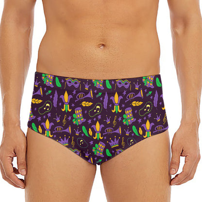 Mardi Gras Party Pattern Print Men's Triangle Swim Briefs
