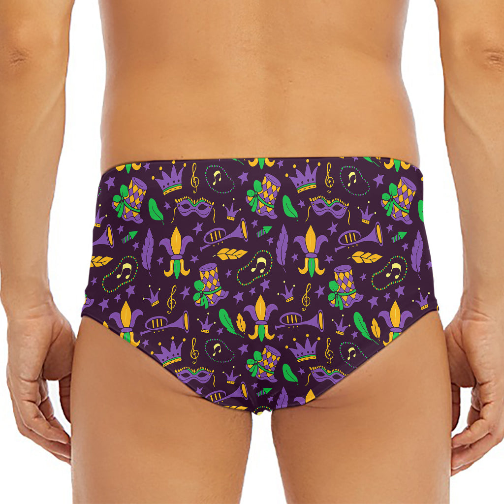 Mardi Gras Party Pattern Print Men's Triangle Swim Briefs