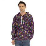Mardi Gras Party Pattern Print Men's Velvet Pullover Hoodie