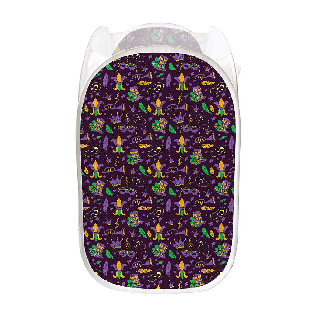 Mardi Gras Party Pattern Print Mesh Laundry Hamper