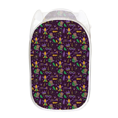 Mardi Gras Party Pattern Print Mesh Laundry Hamper