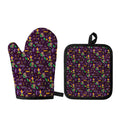 Mardi Gras Party Pattern Print Oven Mitt And Pot Holder Set