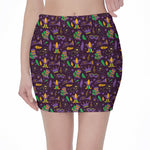Mardi Gras Party Pattern Print Pencil Mini Skirt