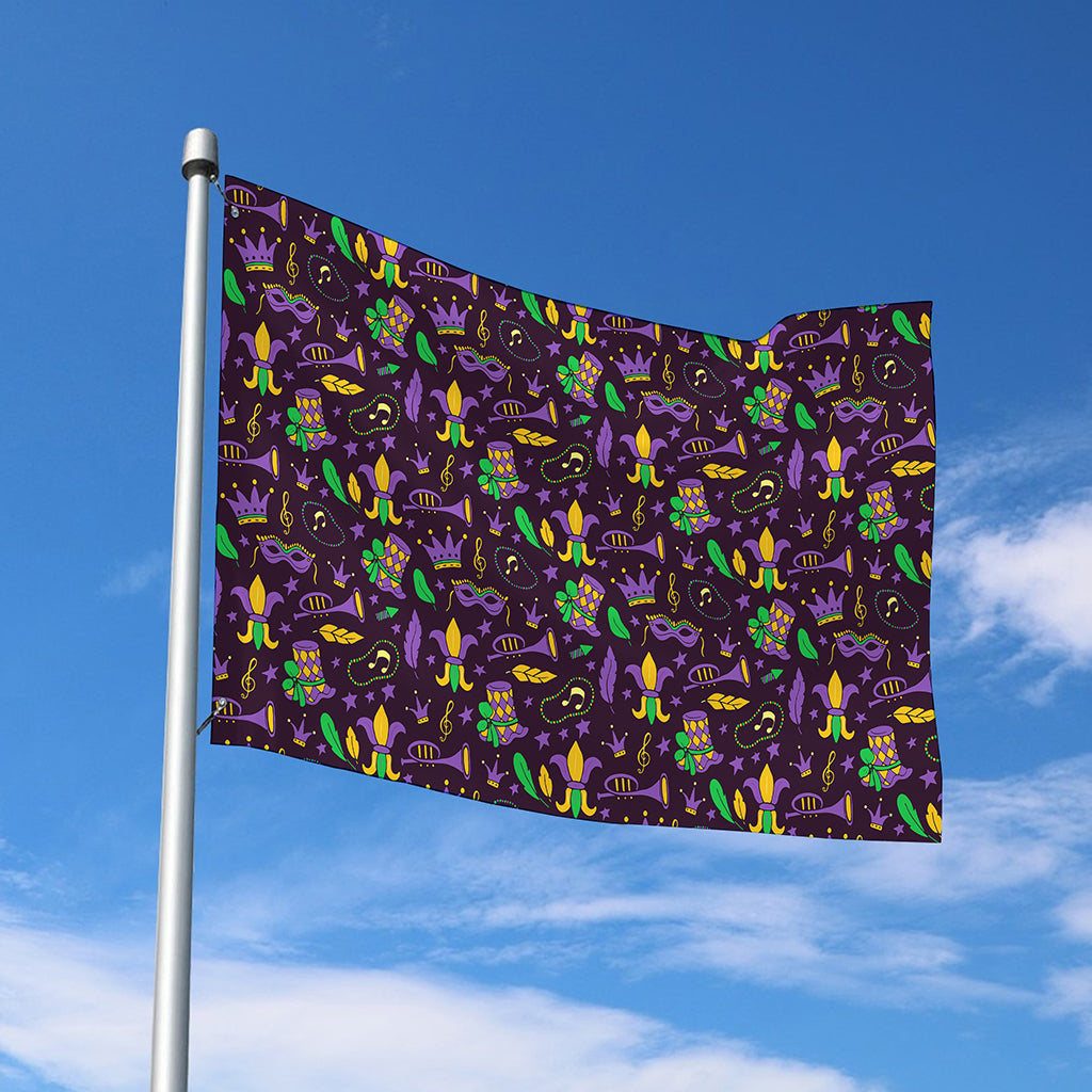Mardi Gras Party Pattern Print Polyester Flag